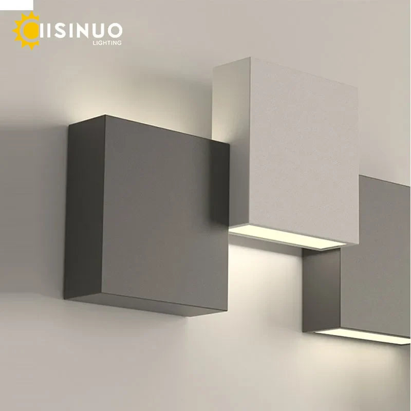 Geometric LED Wall Sconce Black White Light for Living Room Bedroom Hallway