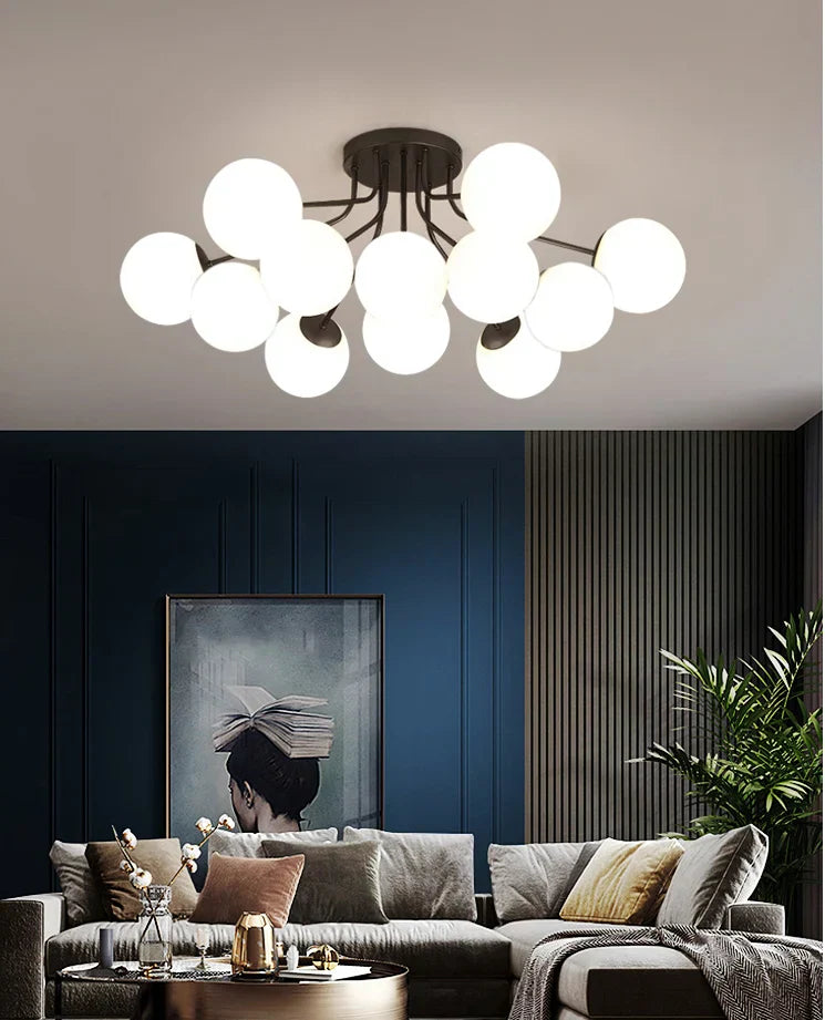 Glass Ball Ceiling Chandelier Pendant Lamp for Modern Living Bedroom
