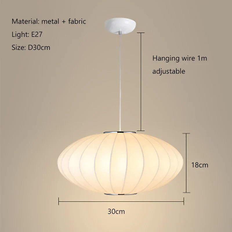 Tatami Fabric Shade LED Pendant Lights for Living Dining Bedroom