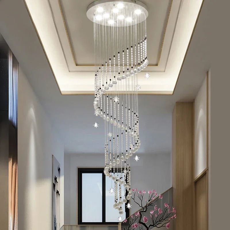 Crystal Spiral Chandelier: Modern Home Decoration for Living Room, Duplex, Villa, Loft