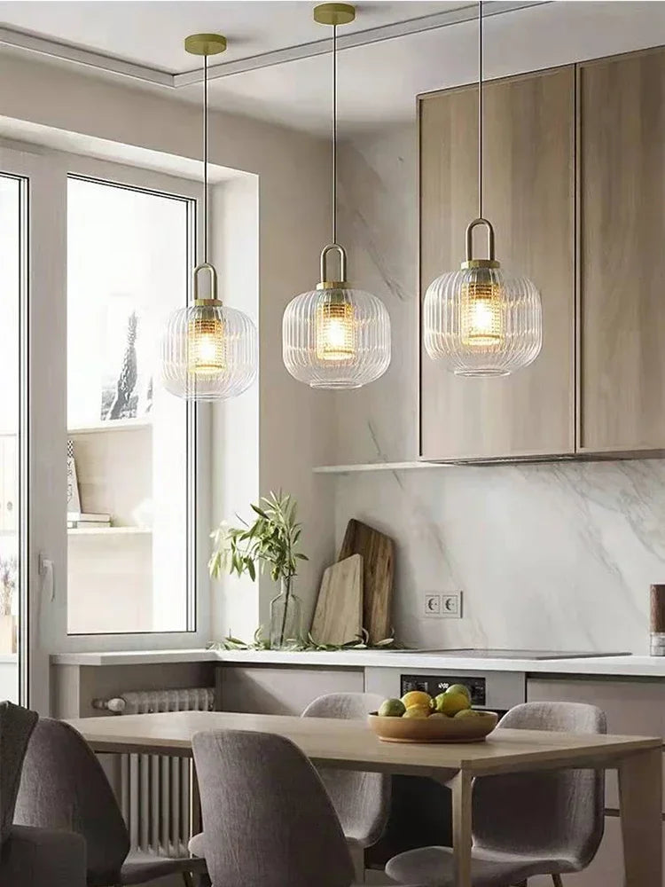 Glass Stripe LED Pendant Lights for Stylish Indoor Home Decor