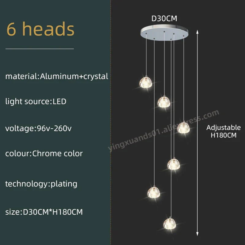 Luxury Spiral Staircase Chandelier LED Pendent Lamp for Stylish Living Room