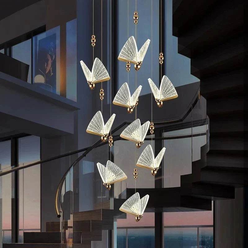 Butterfly LED Pendant Lamp: Modern Luxury Decor for Staircase, Bedroom, Aisle.