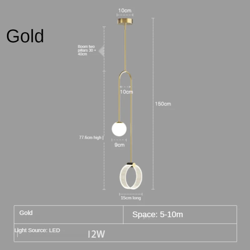 Gold Luxury LED Pendant Light for Living Room, Bedroom, and Restaurant