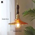 Nordic Wooden Glass Pendant Chandelier for Bedroom Living Dining Room