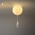 Bear LED Ceiling Chandelier: Cute PVC Ball Lampshade for Children's Room Decor