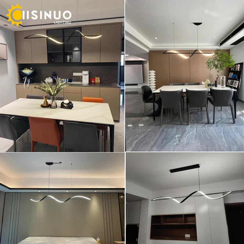 Dimmable LED Linear Chandelier Pendant for Kitchen Bedroom Dining Room