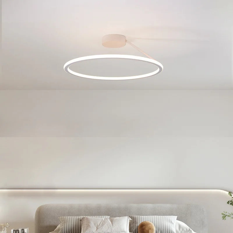 Modern Round LED Ceiling Chandelier Aluminum Dimmable Bedroom Light