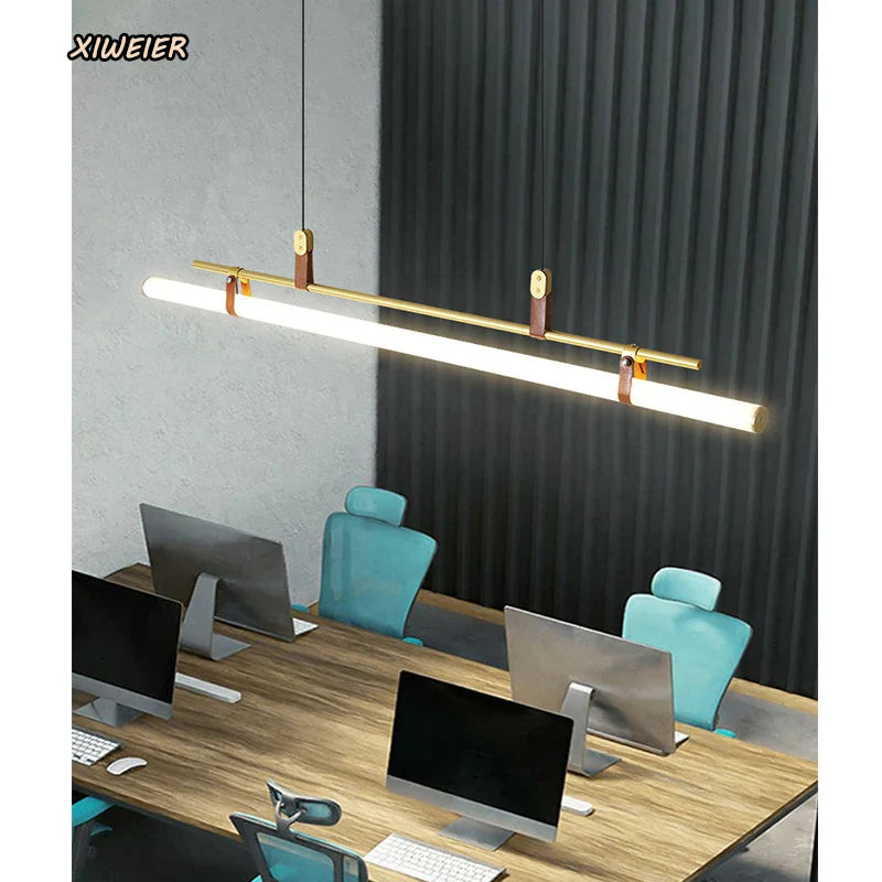 Glass Belt Chandelier: Modern Indoor Restaurant & Office LED Light