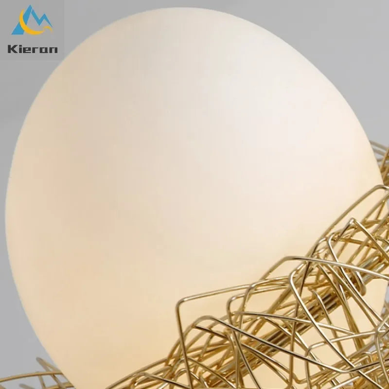 Bird's Nest Glass LED Ceiling Lamp for Modern Nordic Living Room Decor