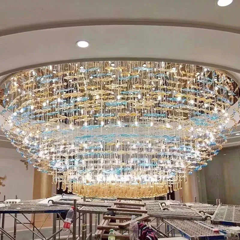 Luxury Glass Stair Chandelier for Villa & Hotel Lobby