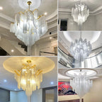Luxury Tassel Chandelier: Elegant Aluminum Chain LED Lighting for Living Room Loft Villa
