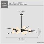 Modern Glass Ball LED Chandelier Gold/Black Pendant Lamp for Living & Dining Spaces