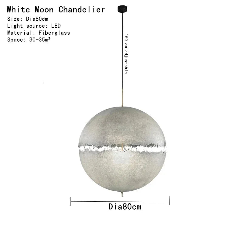 Moon LED Chandelier Fiberglass Pendant Lamp for Home Decor Lighting