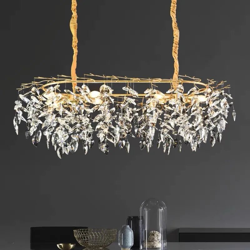 Modern Luxury Crystal Chandelier LED Pendant Light for Living Room Hotel Home Decor by Afralia™