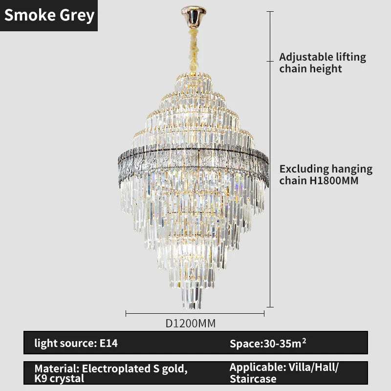 Elegant Crystal Chandelier: Modern European Lighting for Living, Dining & Bedroom