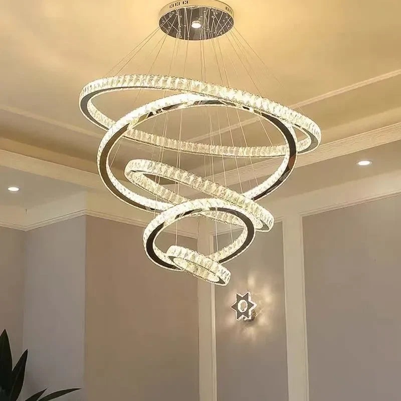 Elegant Gold Rings Chandelier LED Pendant Lamp