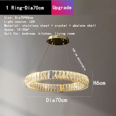 Crystal LED Chandelier for Kitchen Dining Room Duplex Villa Lighting Fixtures