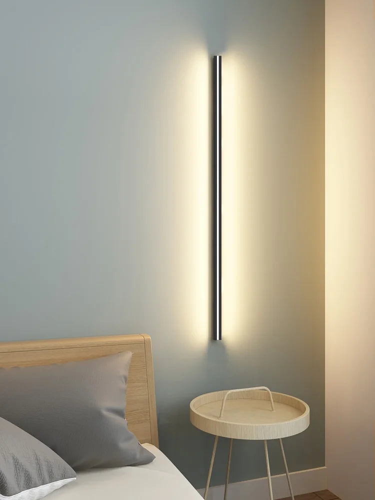 Bedroom Wall Lamp: Nordic Strip Light, Minimalist Design, Black Background, Decorative Luminaires