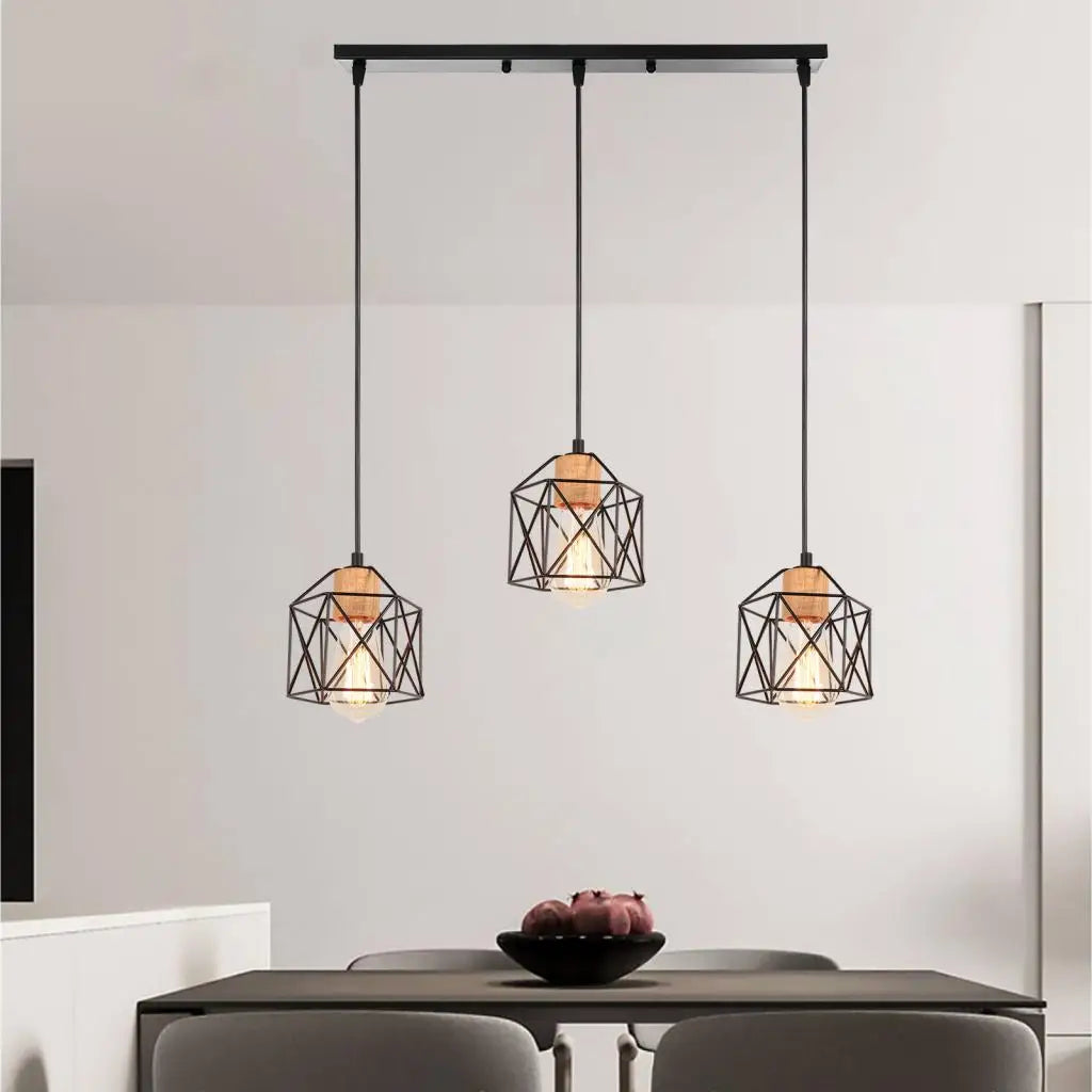 Wood LED Pendant Chandelier: Modern Nordic Home Decor Hanging Light for Kitchen, Living, Dining Room