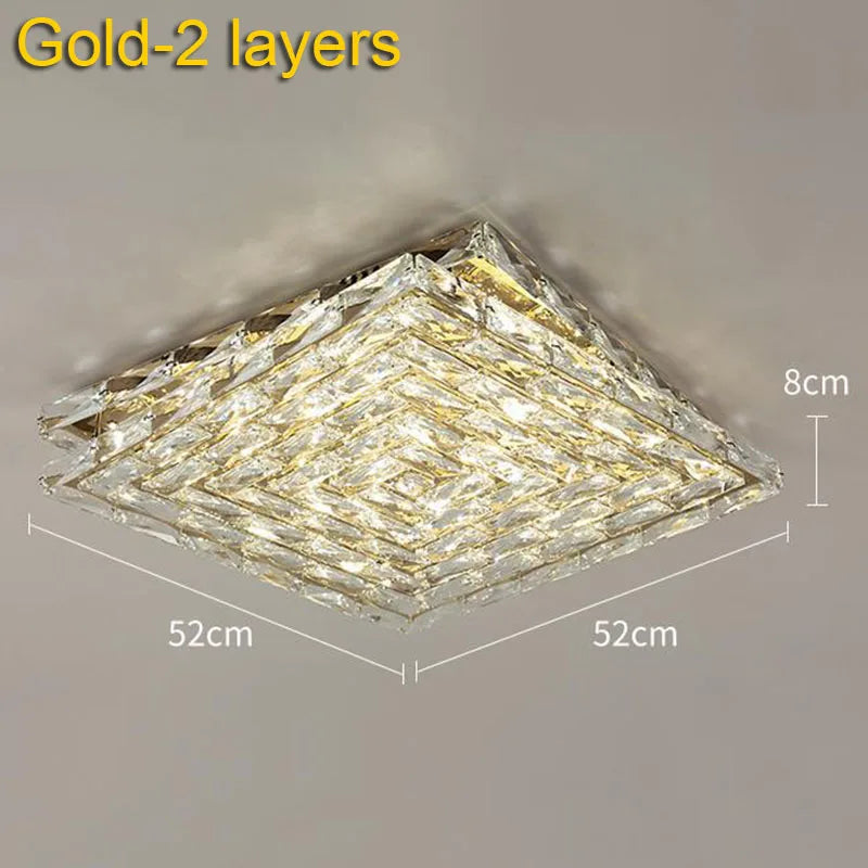 Crystal Ceiling Lamp: Modern Minimalist Indoor LED Lighting for Living Room, Dining & Bedroom