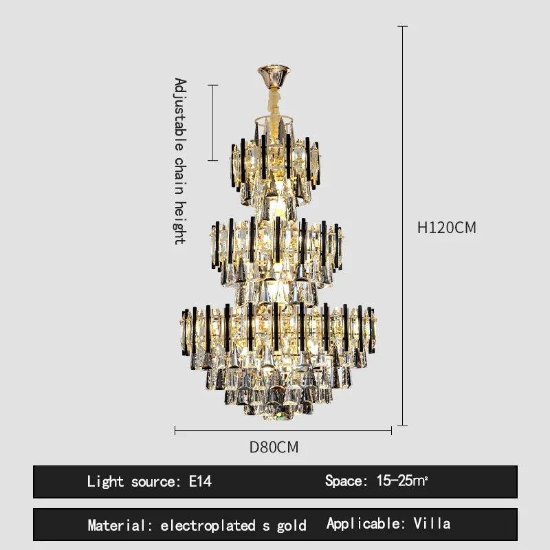 Crystal Hollow Villa Chandelier: Modern Luxury Pendant Light for Living Room and Hotel Lobby