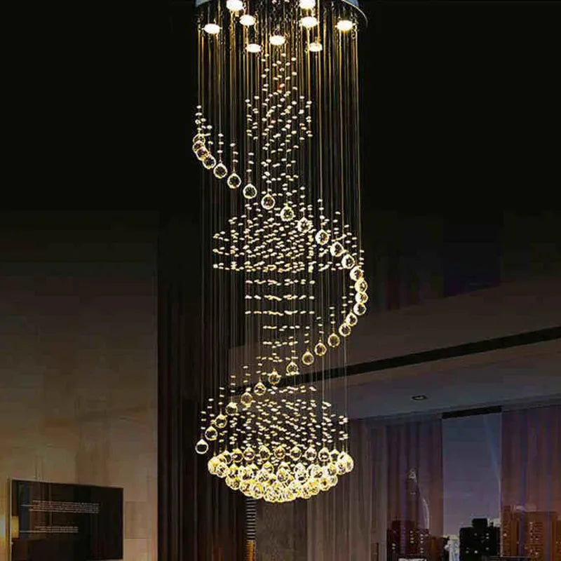 Spiral Crystal Chandelier by - Rain Drop Luxury Flush Mount Ceiling Light