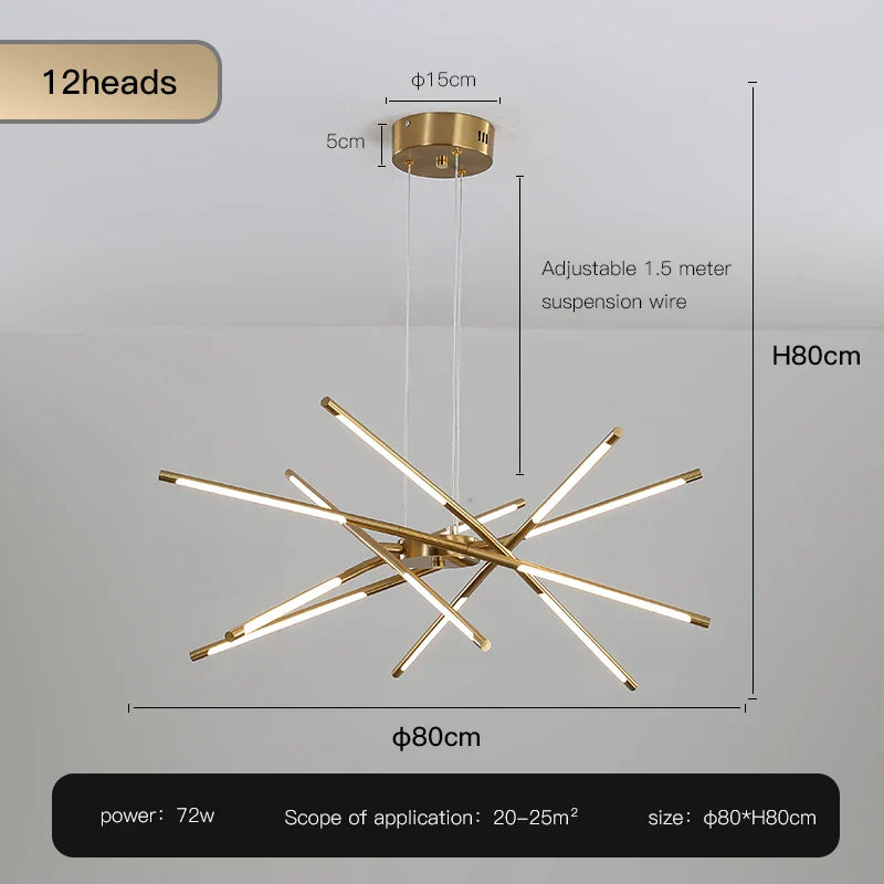 Stick Chandelier for Living Room Dining Kitchen LED Lighting Fixtures
