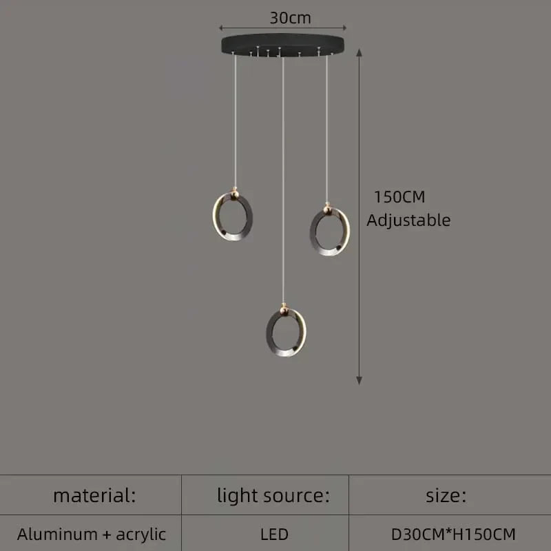 Aluminum LED Chandelier: Luxury Crystal Round Hanging Lamps for Staircase and Attic
