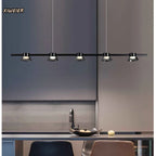 Black Strip Chandelier: Modern Nordic LED Lighting for Office, Restaurant, Living Room
