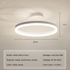 Minimalist Round LED Ceiling Chandelier | Aluminum Living Room Bedroom Light Fixtures
