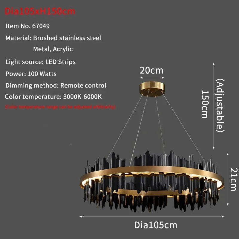 Luxury Modern Chandelier Circle Pendant Light for Living Room by Afralia™