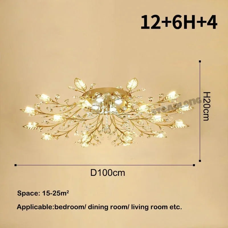 Crystal Ceiling Chandelier LED Light Fixture for Living Room Bedroom Kitchen