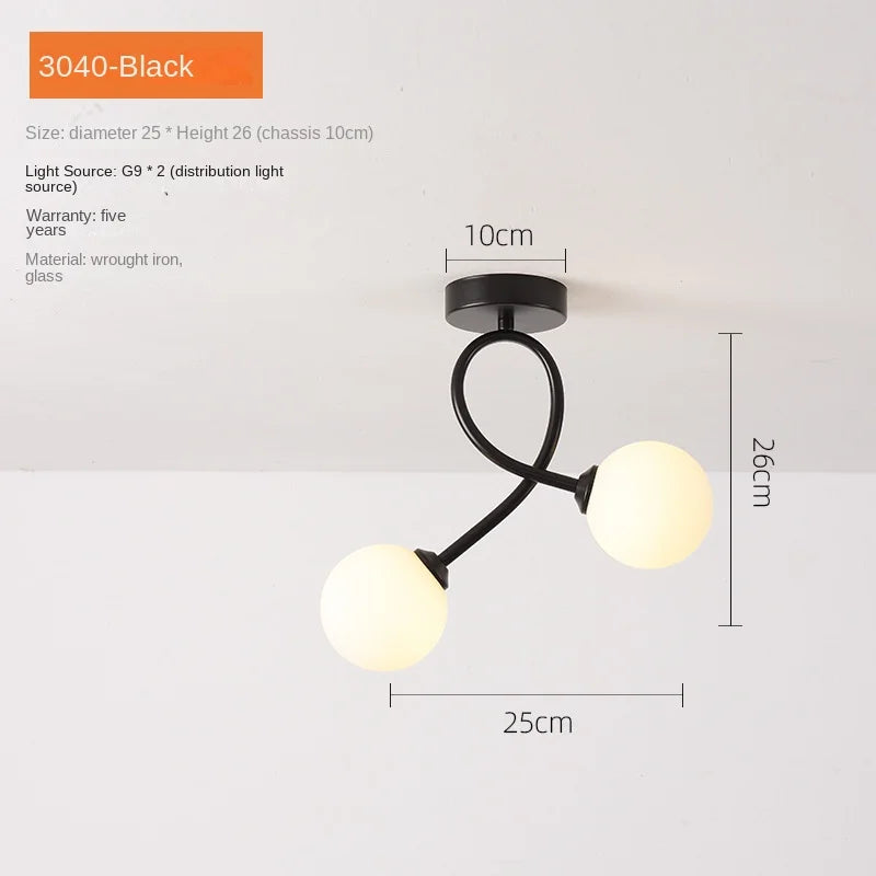 Minimalist Black Gold Glass Ceiling Light for Indoor Lighting Hallway Balcony Entryway