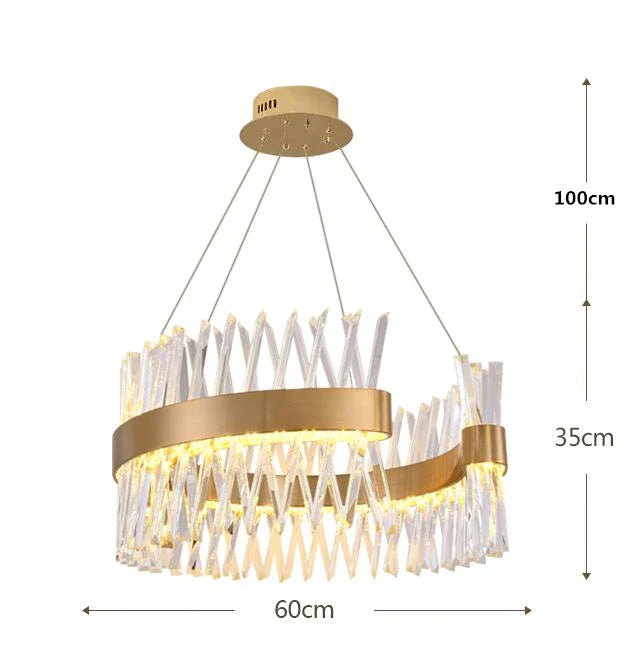 Crystal Pendant Lamp: Dimmable Semi Round LED Pendant Light for Stylish Living Rooms
