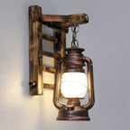Vintage Industrial Wall Sconce Wooden Kerosene Lamp for Cafe Bar Decor