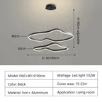 Modern Curve Ring LED Pendant Chandelier for Living Dining Bedroom