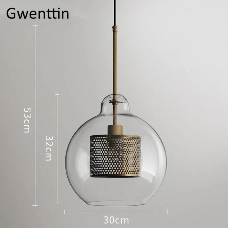 Nordic Glass Pendant Light | Modern Kitchen Dining Hanging Lamps | Industrial Loft LED Fixture