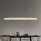 Eden Modern Black Gold Leather Tube LED Pendant Chandelier