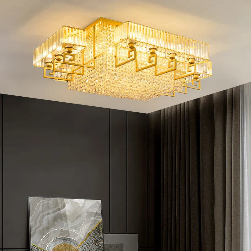 Crystal Rectangular Ceiling Light for Living Room, Bedroom, and Dining Room