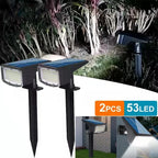 Solar Powered 53LED Spotlight: Adjustable, Waterproof Outdoor Landscape Wall Light
