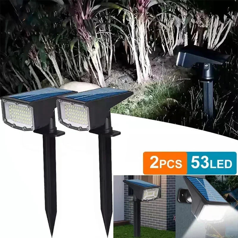 Solar Powered 53LED Spotlight: Adjustable, Waterproof Outdoor Landscape Wall Light