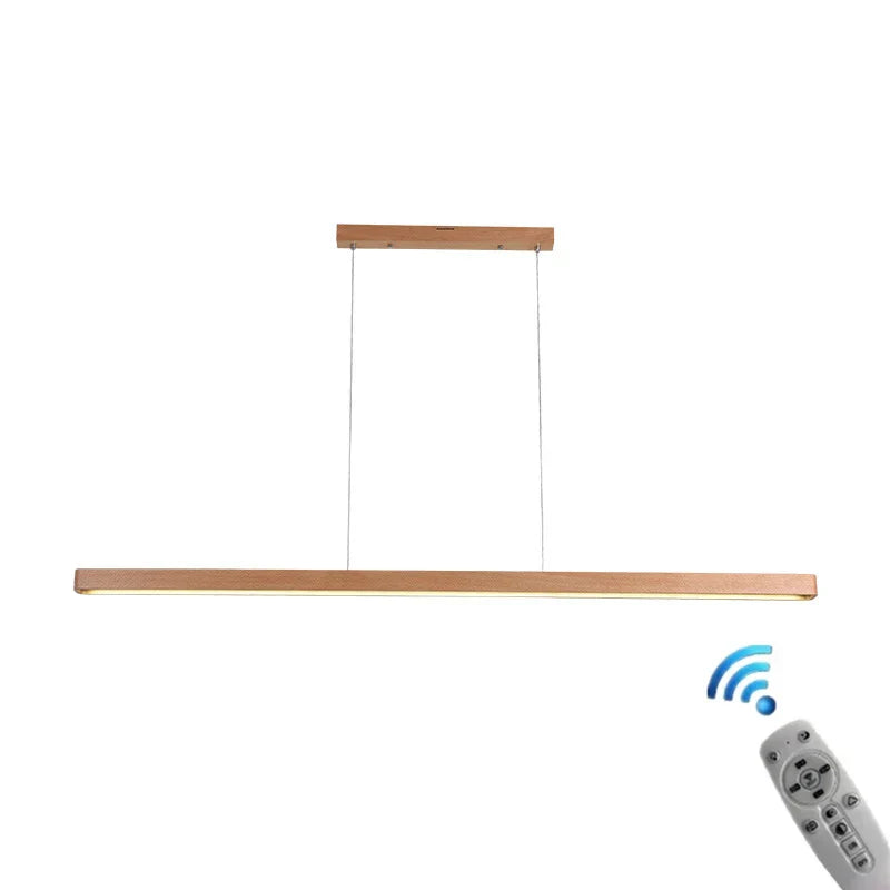 Dimmable Wooden Pendant Lamp: Long Strip Minimalist Hanging Indoor Lighting