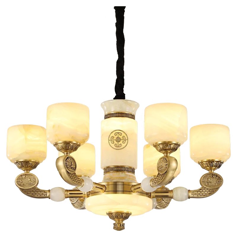 Zen Jade Chandelier: Modern Chinese Style Living Room Lamp for Villa, Restaurant, and Building