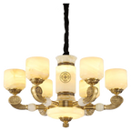 Zen Jade Chandelier: Modern Chinese Style Living Room Lamp for Villa, Restaurant, and Building