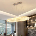 Crystal Oval LED Chandelier: Luxury Lighting Fixture for Living Room - Modern Design