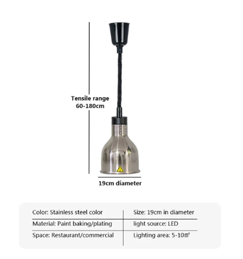 Electric Food Heat Lamp: Telescopic Pendant Light for Restaurant's Kitchen Fixtures