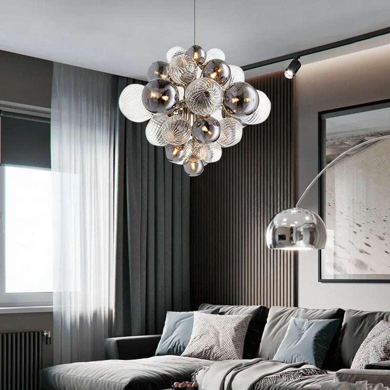 Glass Ball Ceiling Chandelier for Living Room Dining Bedroom - Nordic Air Bubble Pendant Light