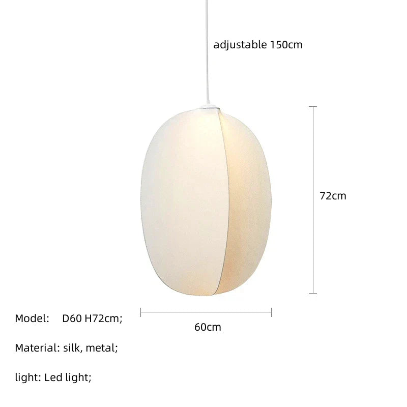 Nordic Silk Pendant Lights Wabi Sabi Chandelier Creamy Style LED Luminarias