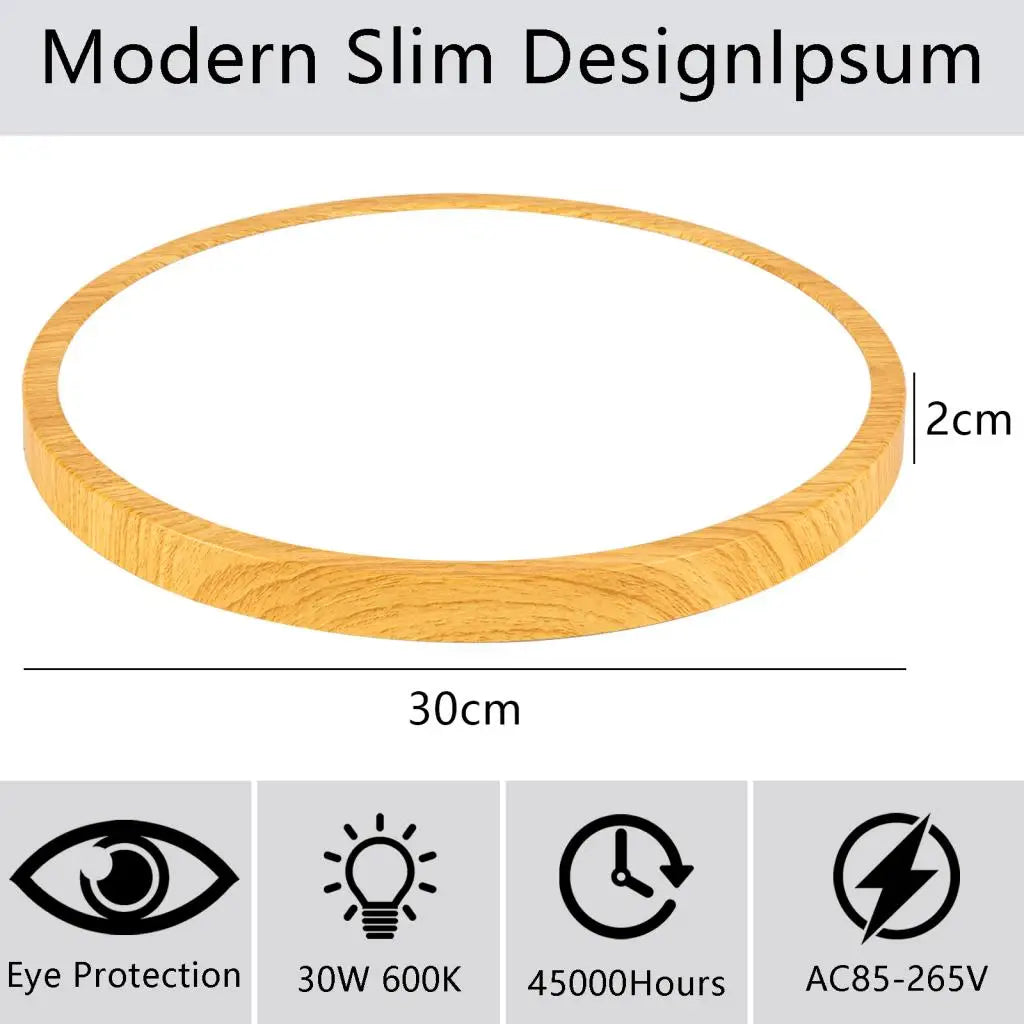 Wood LED Ceiling Lamp: Modern Nordic Round Light Fixture for Living Room & Bedroom